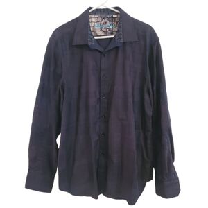 Robert Graham Men's Purple Black Squares Long Sleeve Button Down Shirt 2XL‎